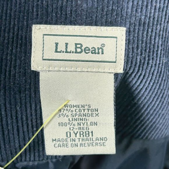 Vintage LL Bean Women's 2-Button Blazer Corduroy Jacket Pocket Navy Blue Sz 12 R - Picture 11 of 12